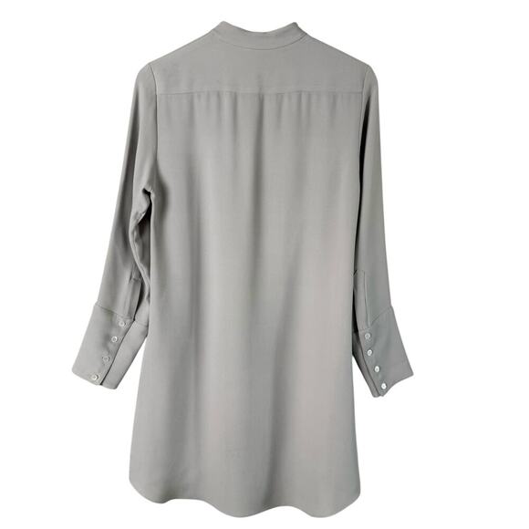 Xander 100% Silk Long Button Down Tunic Blouse Shirt Dress in Light Gray, Size 4 - Picture 8 of 10